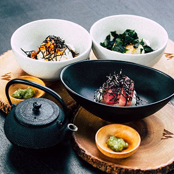 Delicious Asian food arranged on a table